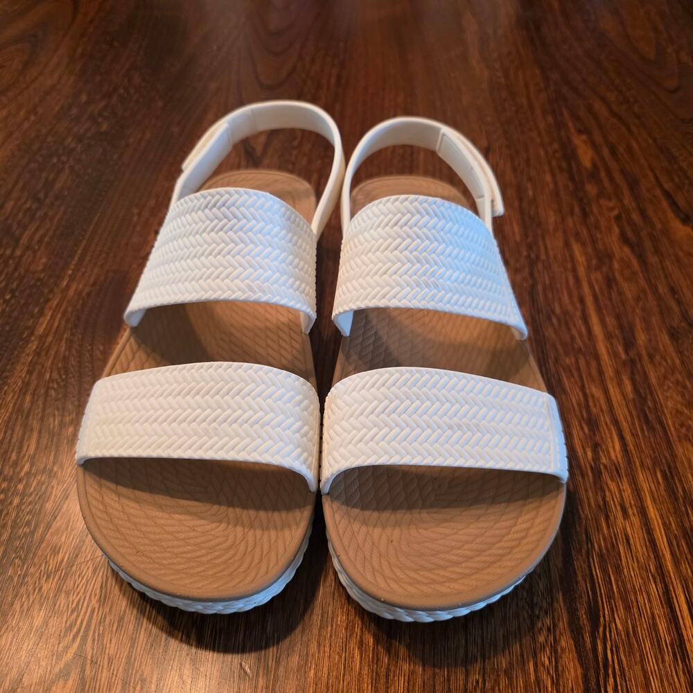 REEF Women's Water Vista Sandals White/Tan Slingback Espadrille like braids SZ 9 - Picture 3 of 5